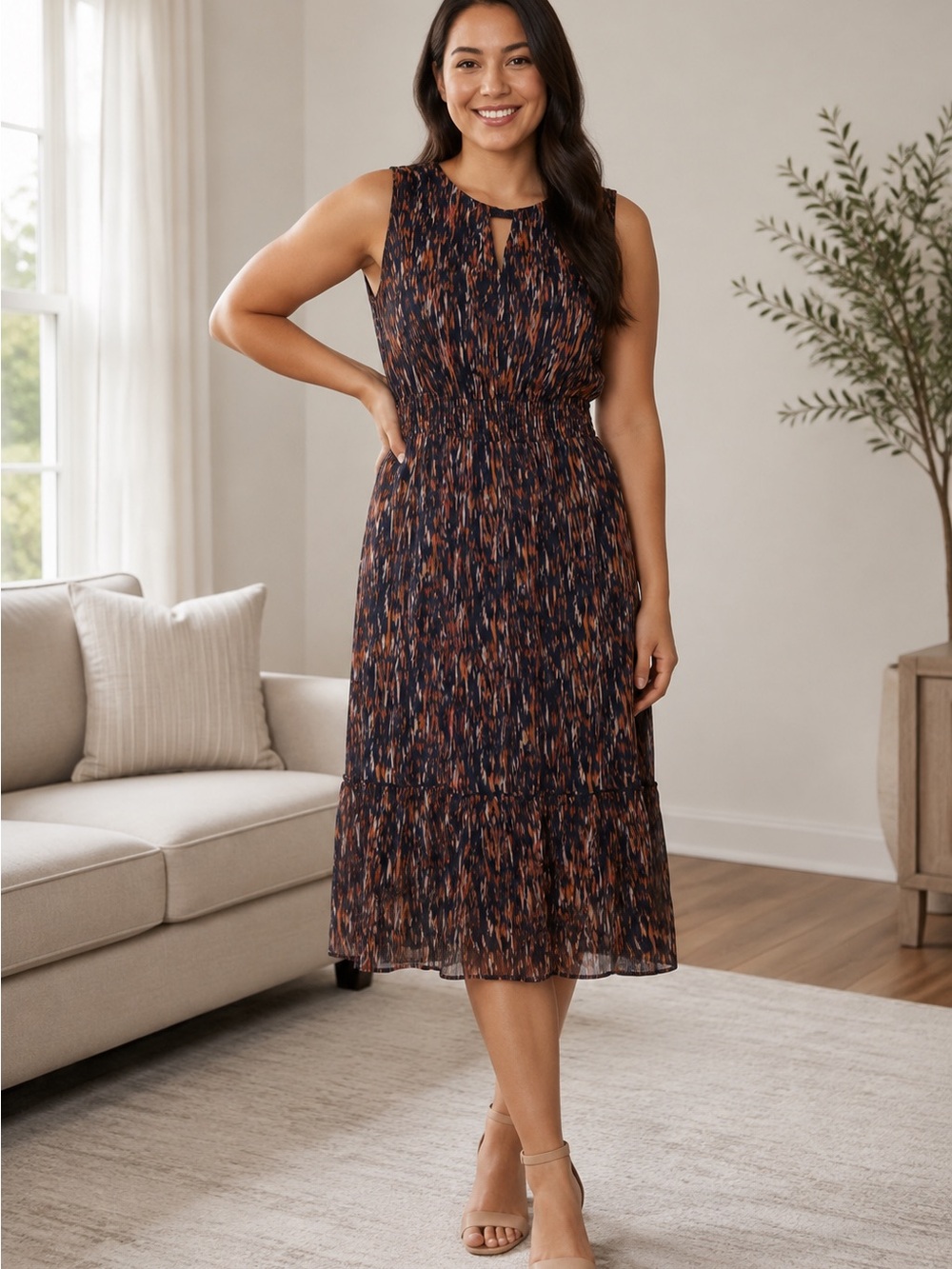 Collective Concepts Abstract Print Midi Dress – Size S NWT